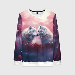 Свитшот женский Волчья пара, цвет: 3D-белый