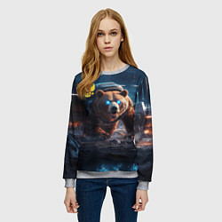 Свитшот женский Русский медведь-победитель, цвет: 3D-меланж — фото 2