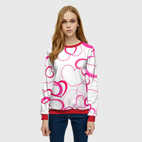 Женский свитшот Подборка сердец / 3D-Красный – фото 3