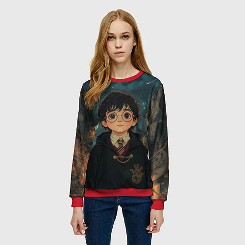 Женский свитшот Гарри Поттер и замки / 3D-Красный – фото 3
