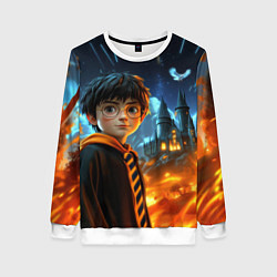 Женский свитшот Гарри Поттер на фоне огня