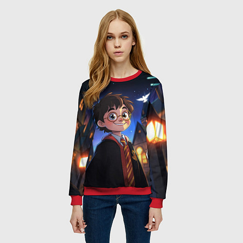 Женский свитшот Гарри Поттер и кометы / 3D-Красный – фото 3