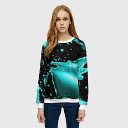 Свитшот женский Разрыв голубой краски, цвет: 3D-белый — фото 2