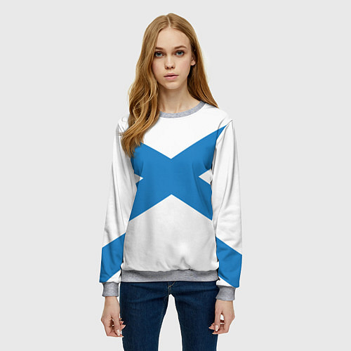 Женский свитшот Военно-морской флот: Андреевский флаг / 3D-Меланж – фото 3