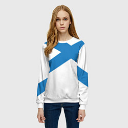 Свитшот женский Военно-морской флот: Андреевский флаг, цвет: 3D-белый — фото 2