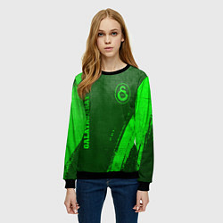 Свитшот женский Galatasaray - green gradient вертикально, цвет: 3D-черный — фото 2