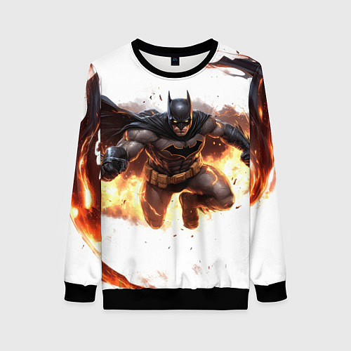 Женский свитшот Бэтмен летит от взрыва / 3D-Черный – фото 1