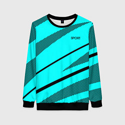 Женский свитшот Sport неоновый голубой с чёрным полосы