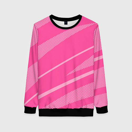 Женский свитшот Розовый однотонный абстракция с полосой / 3D-Черный – фото 1