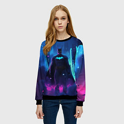 Свитшот женский Бэтмен неоновый город, цвет: 3D-черный — фото 2