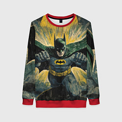 Свитшот женский Бэтмен с поднятыми кулаками, цвет: 3D-красный