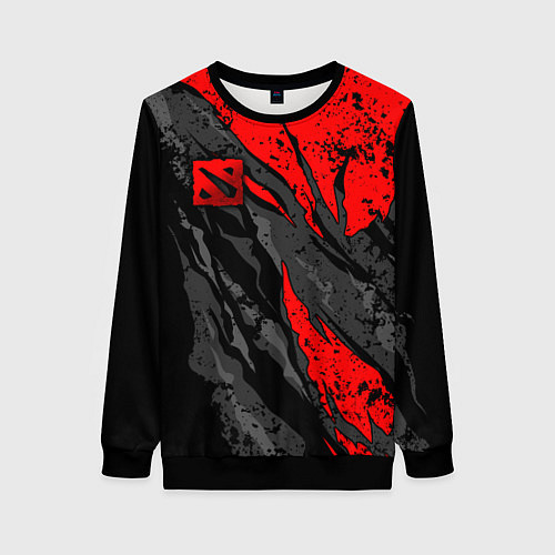 Женский свитшот Дота 2 - красная абстракция / 3D-Черный – фото 1