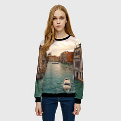 Свитшот женский Гранд-канал Венеции - городской пейзаж, цвет: 3D-черный — фото 2
