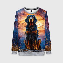 Свитшот женский Сеттер в космосе, цвет: 3D-меланж
