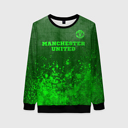 Свитшот женский Manchester United - green gradient посередине, цвет: 3D-черный