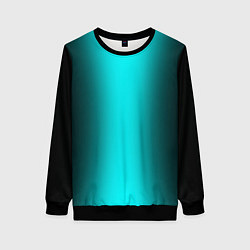 Свитшот женский Чёрный и неоновый голубой градиент по центру, цвет: 3D-черный