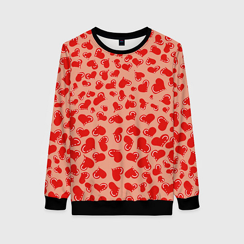 Женский свитшот Сердца любви / 3D-Черный – фото 1