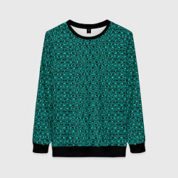 Свитшот женский Текстурированный с узором чёрно-бирюзовый, цвет: 3D-черный