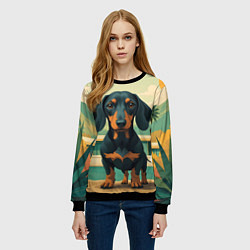 Свитшот женский Такса и лето, цвет: 3D-черный — фото 2
