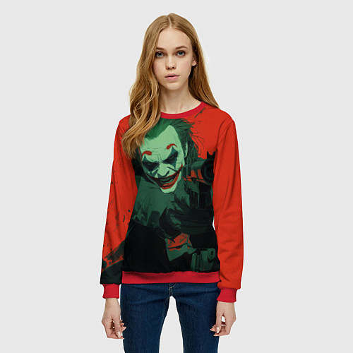 Женский свитшот Джокер с револьвером / 3D-Красный – фото 3