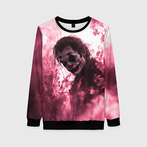 Женский свитшот Джокер в розовом дыму / 3D-Черный – фото 1
