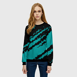 Свитшот женский The color is black and light blue, цвет: 3D-черный — фото 2