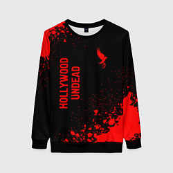 Свитшот женский Hollywood Undead - red gradient вертикально, цвет: 3D-черный
