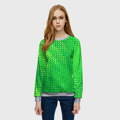 Женский свитшот Сочный зелёный абстрактный / 3D-Меланж – фото 3