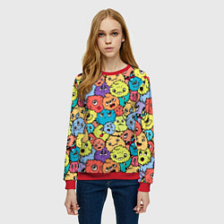Свитшот женский Милые монстрики пришельцы, цвет: 3D-красный — фото 2