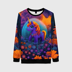 Свитшот женский Сказочный единорог, цвет: 3D-черный