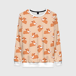 Свитшот женский Паттерн с забавными щенками породы корги, цвет: 3D-белый