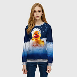 Свитшот женский Резиновая уточка в мыльной пене, цвет: 3D-меланж — фото 2