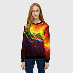 Свитшот женский Абстрактные волны с огнем, цвет: 3D-черный — фото 2