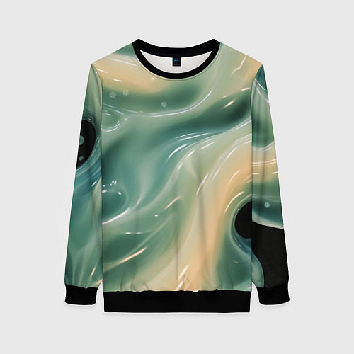 Женский свитшот Лазурная слизь на черном текстура / 3D-Черный – фото 1