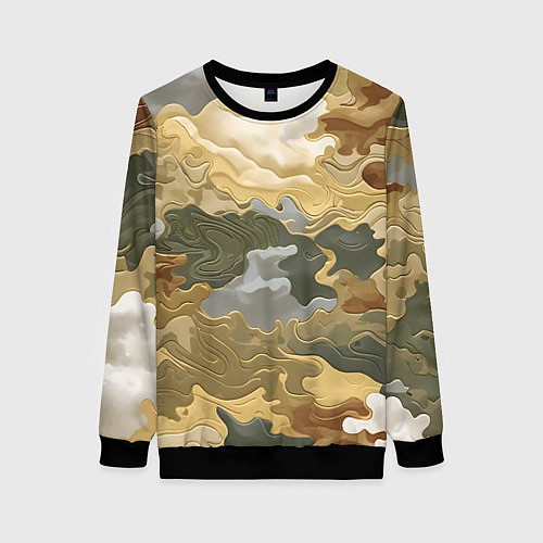 Женский свитшот Золотистый камуфляж / 3D-Черный – фото 1