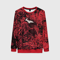 Женский свитшот Красный веном текстура Карнажа