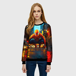 Свитшот женский Человек паук на старте, цвет: 3D-черный — фото 2
