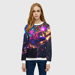 Свитшот женский Человек-паук и фиолетовый свет, цвет: 3D-белый — фото 2