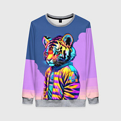 Свитшот женский Cool tiger cub - pop art, цвет: 3D-меланж