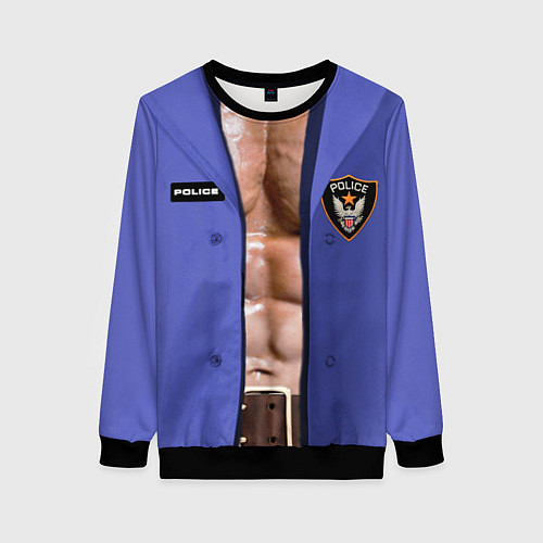 Женский свитшот Костюм полицейского с накаченным торсом / 3D-Черный – фото 1