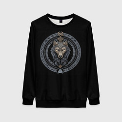 Свитшот женский Волк - талисман с символикой, цвет: 3D-черный