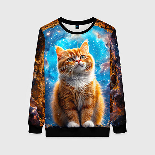 Женский свитшот Манчкин в космосе / 3D-Черный – фото 1