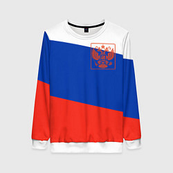 Свитшот женский Россия флаг с гербом, цвет: 3D-белый