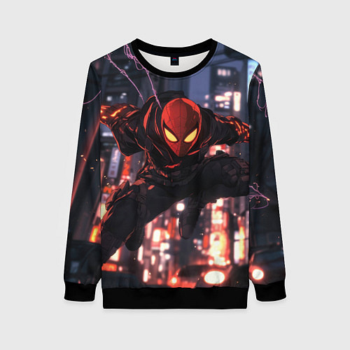 Женский свитшот Человек паук в черном / 3D-Черный – фото 1