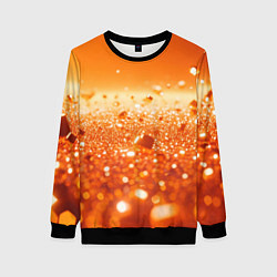 Свитшот женский Оранжевые блестящие частицы текстура, цвет: 3D-черный