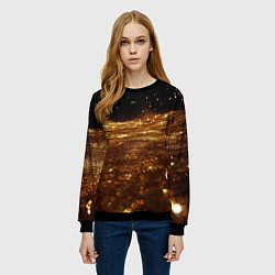 Свитшот женский Золотистые крупицы на черном, цвет: 3D-черный — фото 2