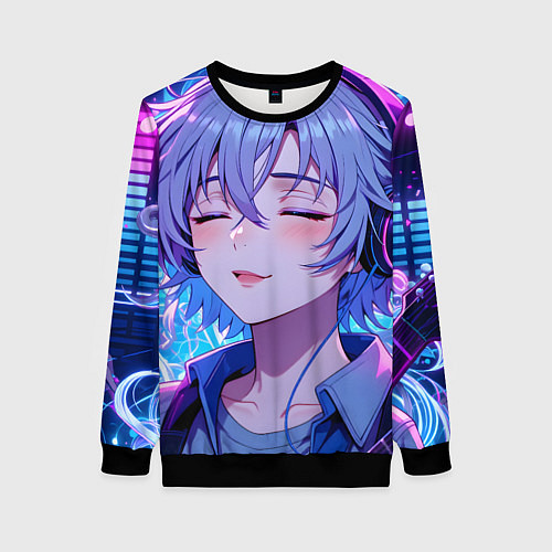 Женский свитшот Влюбленный в музыку / 3D-Черный – фото 1