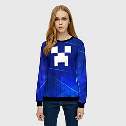 Свитшот женский Minecraft blue poly, цвет: 3D-черный — фото 2