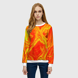 Свитшот женский Огненный жёлто-красный, цвет: 3D-белый — фото 2