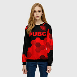 Свитшот женский PUBG - red gradient посередине, цвет: 3D-черный — фото 2